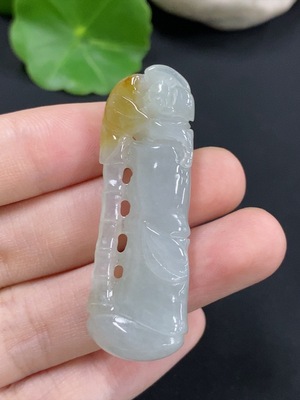 F42969012 翡翠竹节挂件 货品总重约11.6g