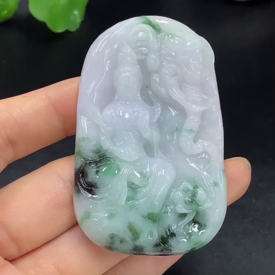 F26029359 Jadeite Samantabhadra Bodhisattva Pendant, Total Weight Approximately 63.98g