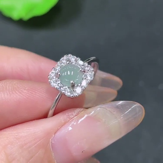 F34065026 Jadeite Inlaid Ring Non-Gold Adjustable Total Weight Approx. 1.4g