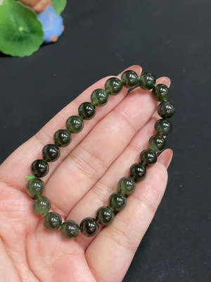 H35118066 Hetian Jade Bracelet, Approx. 7.8 mm Beads, Total Weight Approx. 18.5g