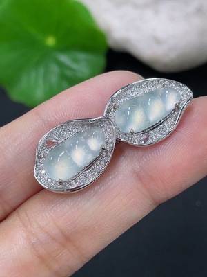 F41934931 翡翠镶嵌耳饰 9k 非钻 货品总约重4.45g