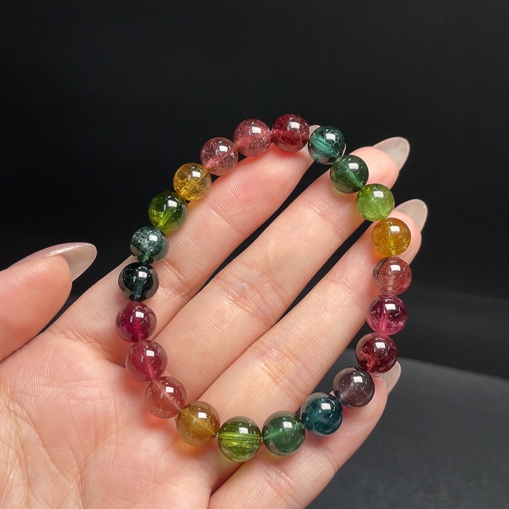 C34009652 Tourmaline Bracelet with Visible Organic Matter, Total Weight Approx. 22.63g, Size ~8.6mm