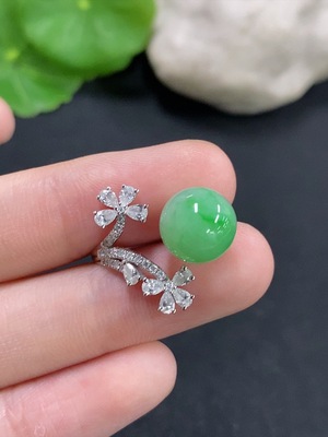 F46549776 翡翠镶嵌戒指 14k 非钻 圈口8 货品总重约4.1g