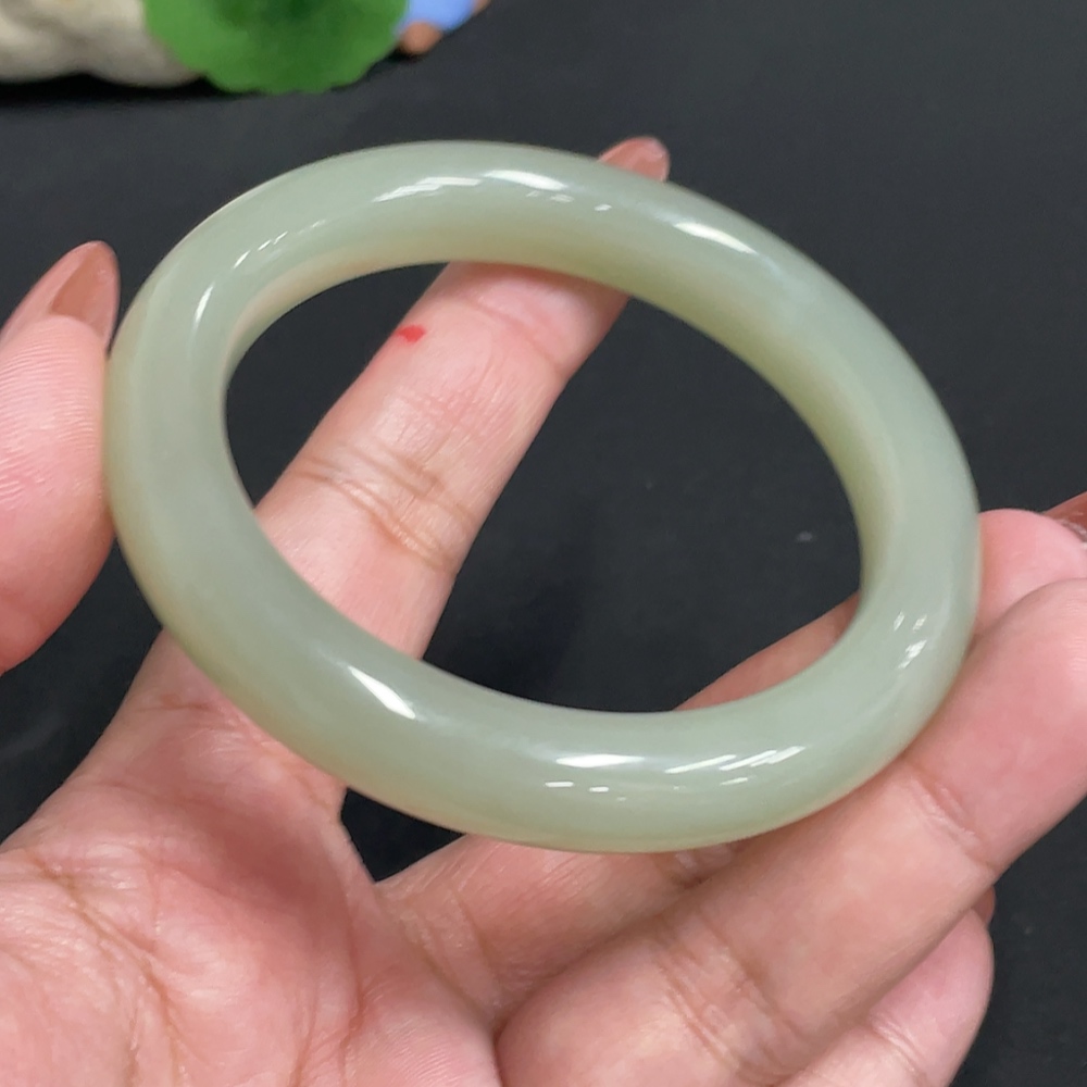 H34973193 Hetian Jade Round Bracelet Size 57.2 Total Weight Approx.56.1g