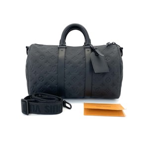 S43097099 路易威登 LV Louis Vuitton 99新黑色全皮压花keepall35旅行袋 尺寸34*16*21cm