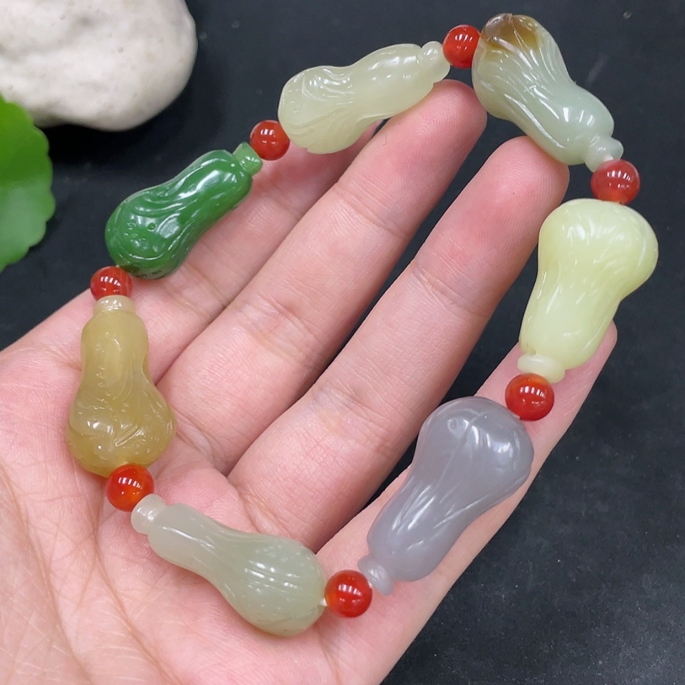 H31581795 Hetian Jade Bracelet, Beads Not Hetian Jade, Total Weight Approx. 46.3g