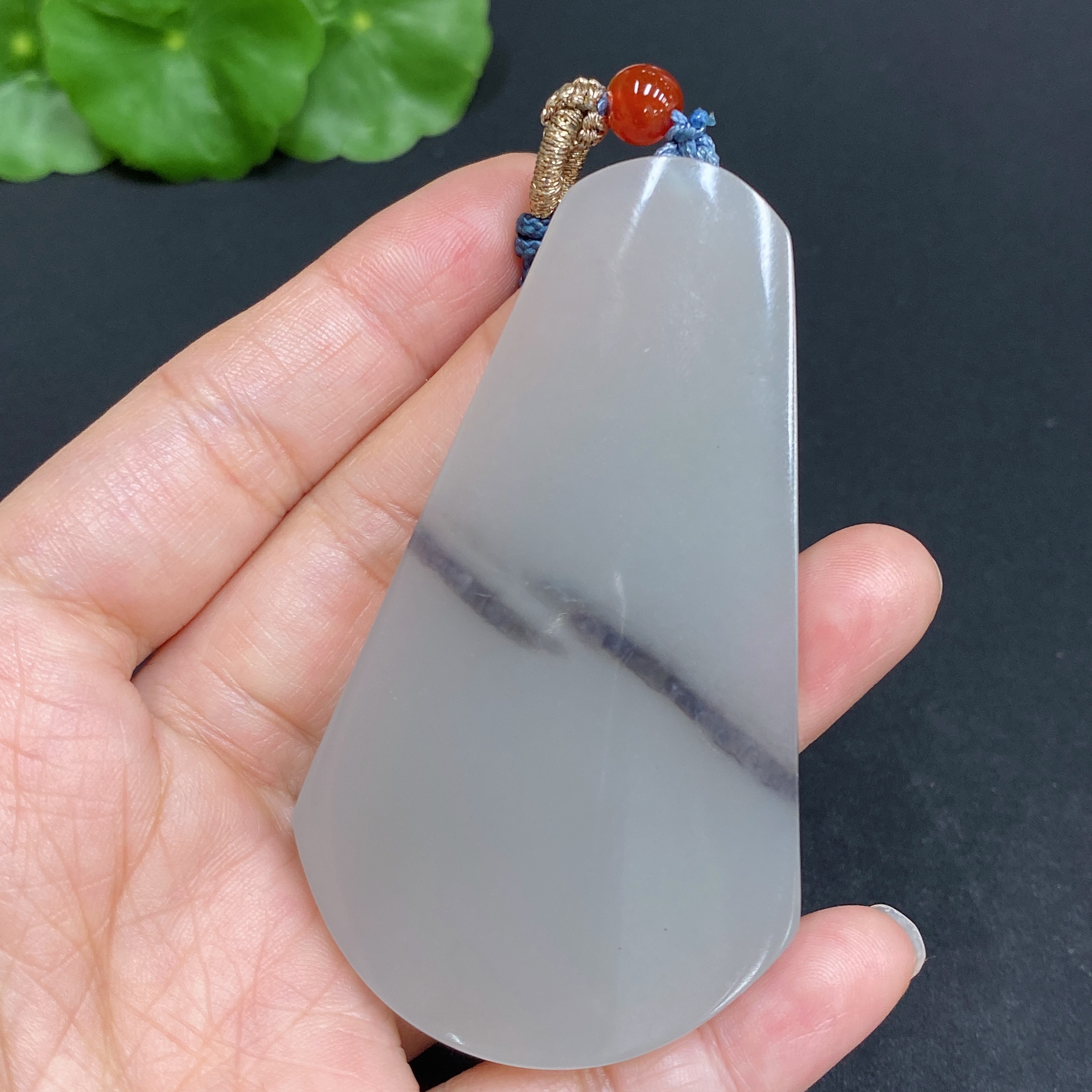H33844521 Hetian Jade Pendant, Plain Pendant, Total Weight (including rope): 43.4g