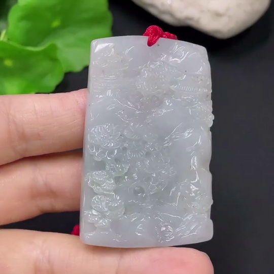 F31674134 Jadeite Pendant Landscape with Cord Total Weight Approx. 37.4g