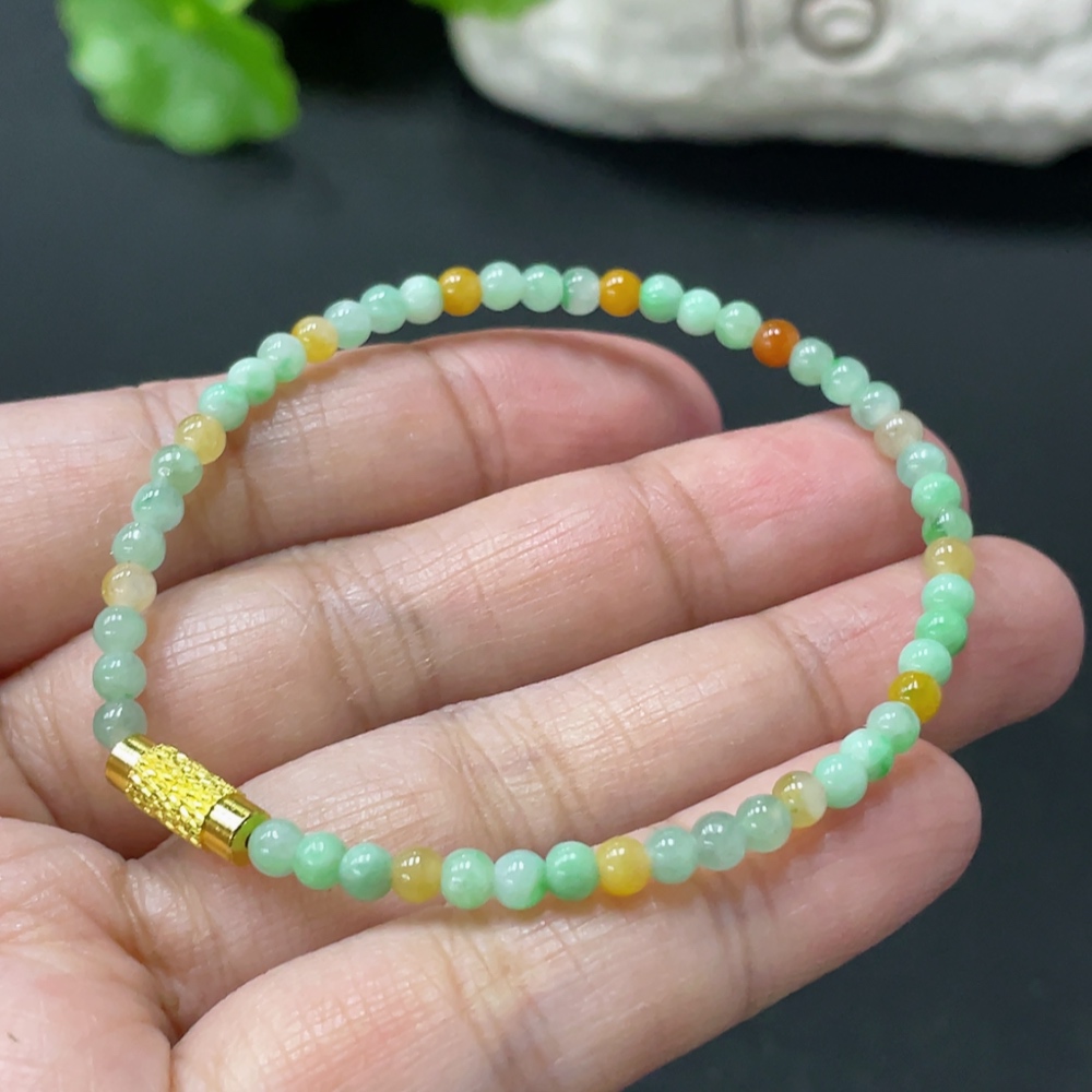 F35080815 Jadeite Bracelet Approx. 3.3mm Non-Gold Clasp Total Weight Approx. 3.8g