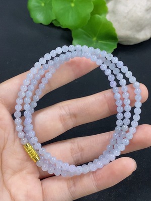 F46549270 翡翠珠链 卡3.8mm左右 非金镶 货品总重约15.59g