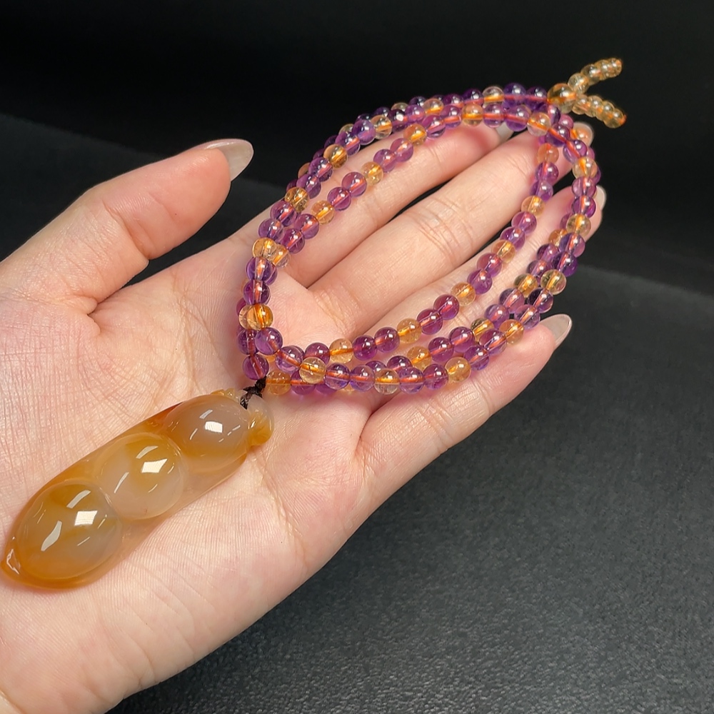 C34993084 Crystal Bead Necklace with Visible Organic Matter, Consider Non-Natural Accent Stones, Total Weight Approx. 39.72g, Size 5mm