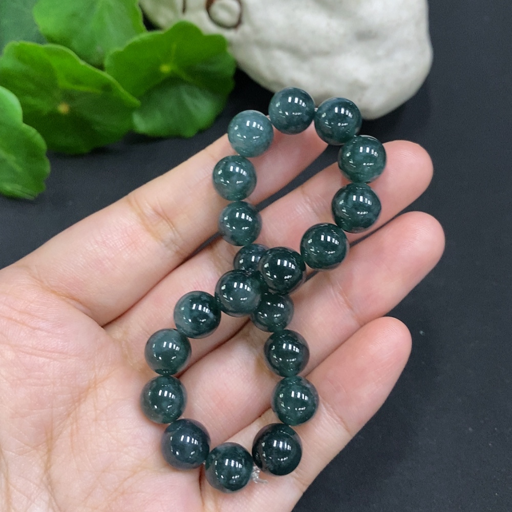 F34050768 Jadeite Bead Necklace Approx. 8.7mm Total Weight About 26g