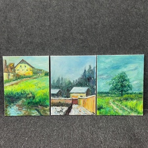 W43117996 李磊《风景组合》布面油画 仅有内框 单张约40*30cm