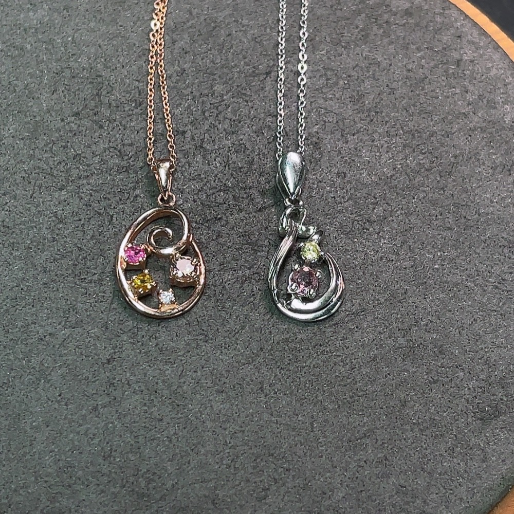 C34990013 Tourmaline Necklace with Non-Natural Accent Stones, Non-Gold, Total Weight Approx. 4.82g, Sell as a Lot