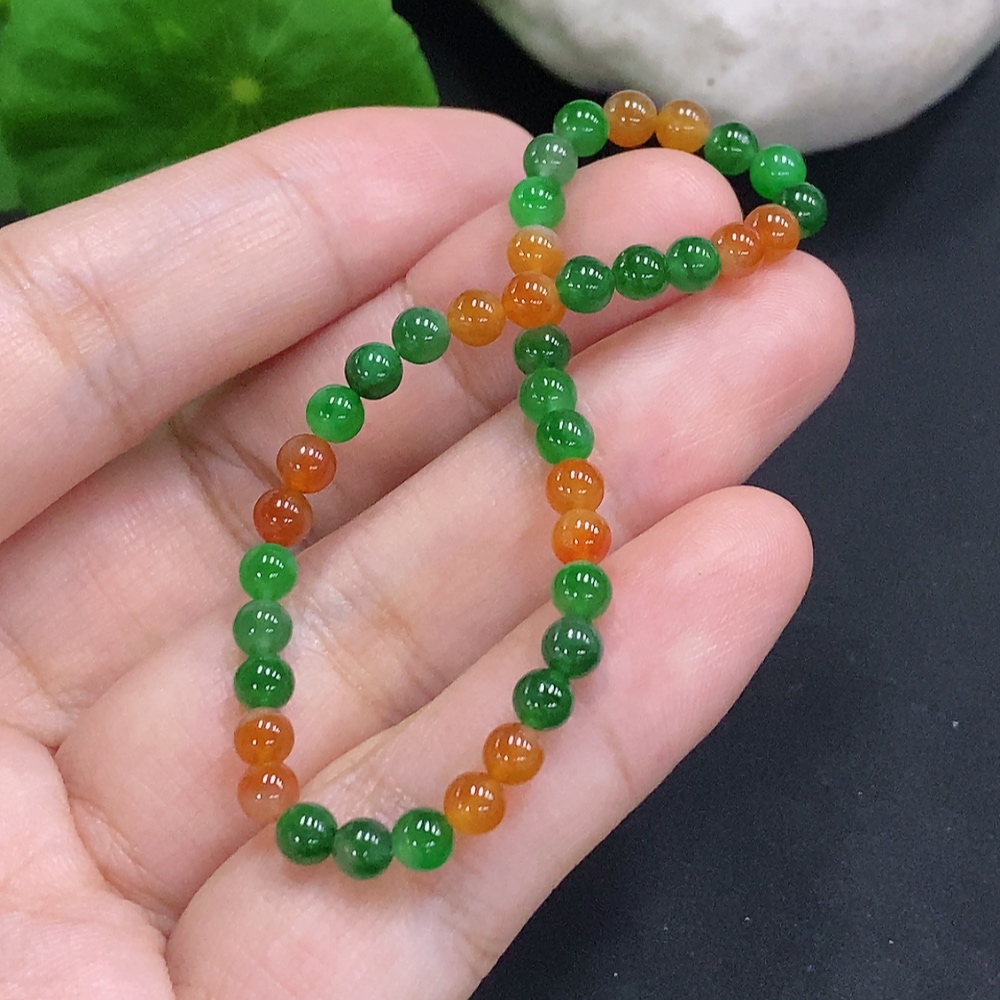 F33904778 Jadeite Bead Necklace with approx. 3.8mm beads, total weight approx. 4.4g (red color origin undetermined)