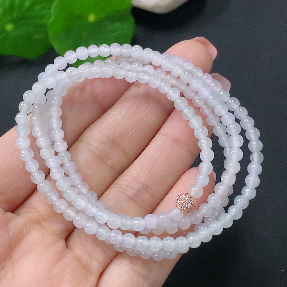 F27052029 Jadeite Bead Necklace Approx. 3.6mm Total Weight Approx. 13.47g