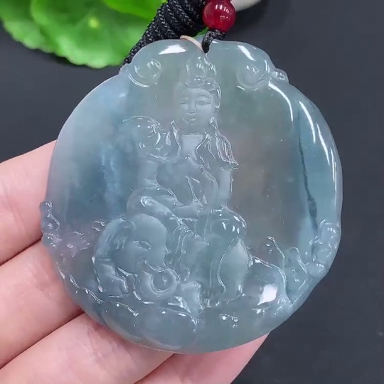 F32757078 Jadeite Samantabhadra Bodhisattva Pendant