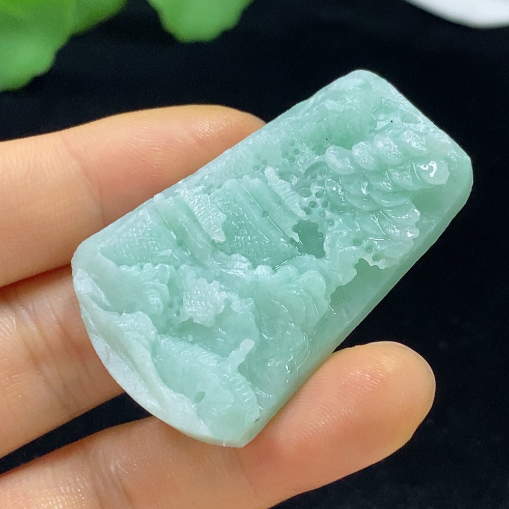 F35136065 Jadeite Rough Landscape Pendant Total Weight Approx. 20.61g