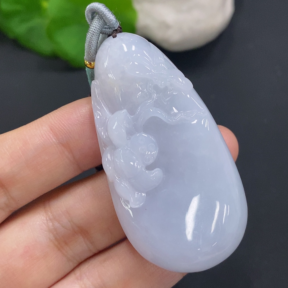 F27137013 Jadeite Flourishing Wealth Pendant, Total Weight with Rope Approx. 33.6g
