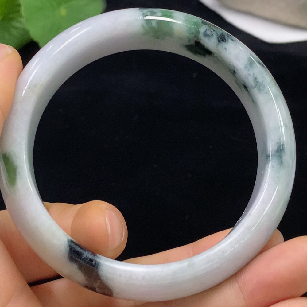 F32790377 Jadeite Round Bangle, Total Weight Approx. 84.74g, Size 59.7, Containing Other Mineral Components