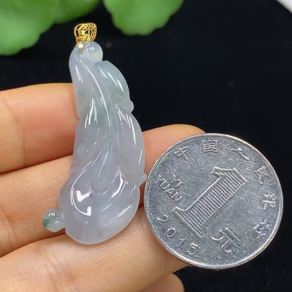 F34074713 Jadeite Leaf Pendant 18k Total Weight Approx.4.33g