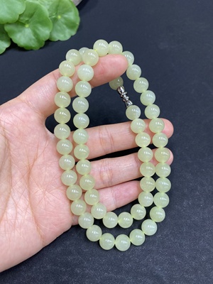 H33878358 Hetian Jade Bead Necklace Approx. 7.8mm Beads Total Weight Approx. 43.8g