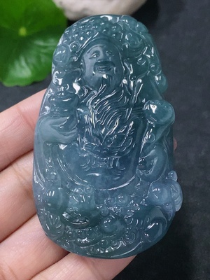 F34042760 Jadeite Pendant of the God of Wealth, total weight approximately 44g