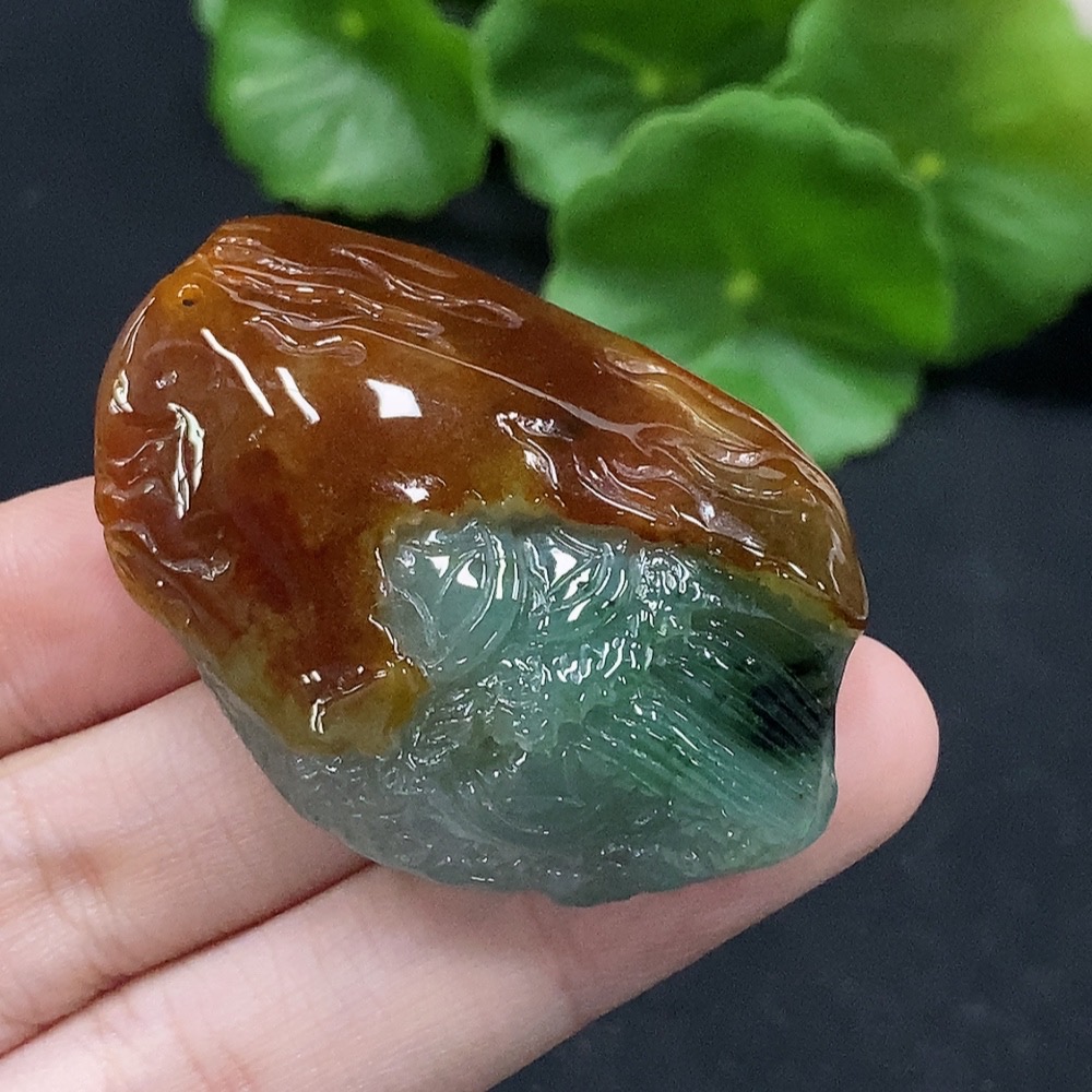 F34028647 Jadeite Eight-Diagram Pendant with Indeterminate Yellow Color Origin, Total Weight Approximately 27.96g Excluding Rope