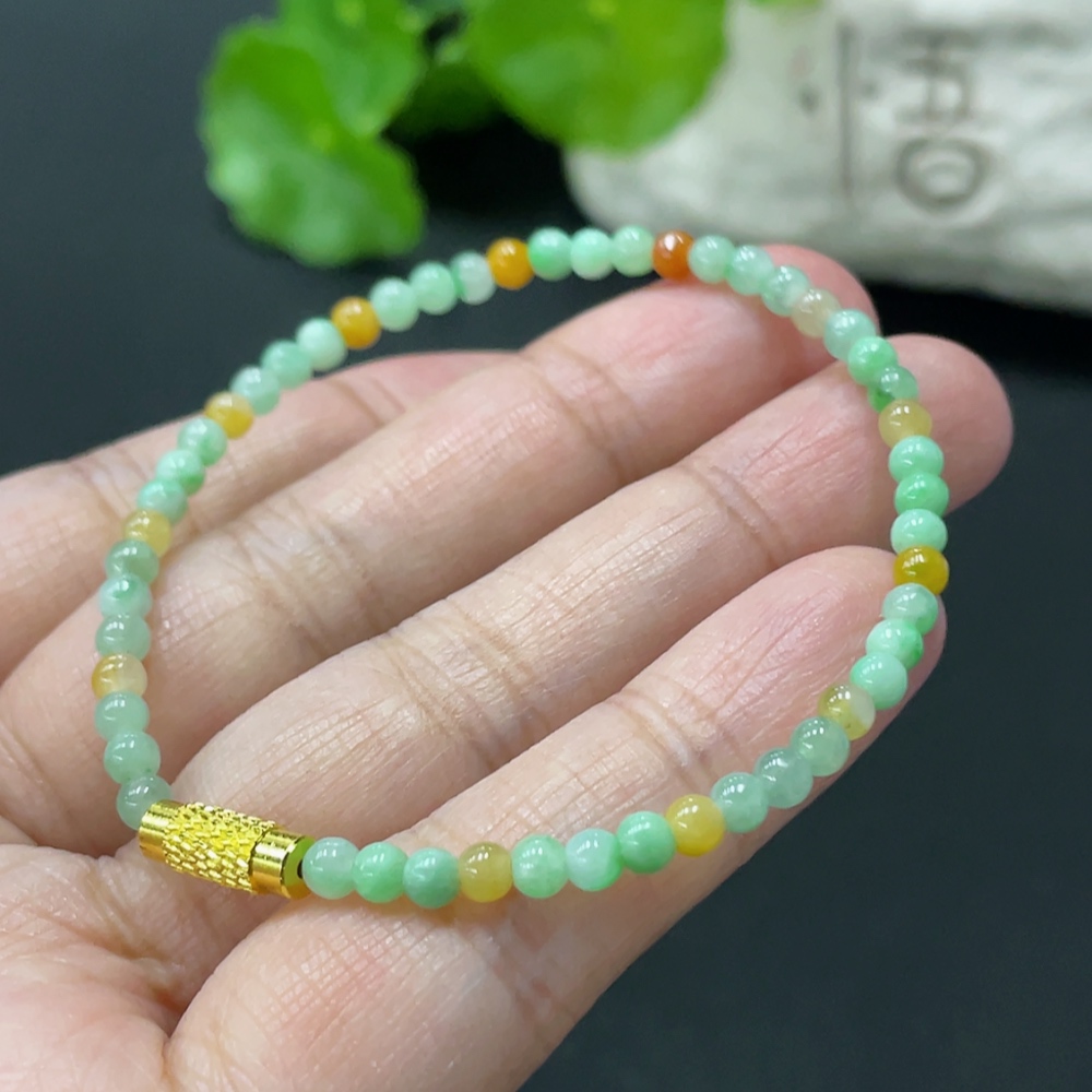 F35080815 Jadeite Bracelet Approx. 3.3mm Non-Gold Clasp Total Weight Approx. 3.8g