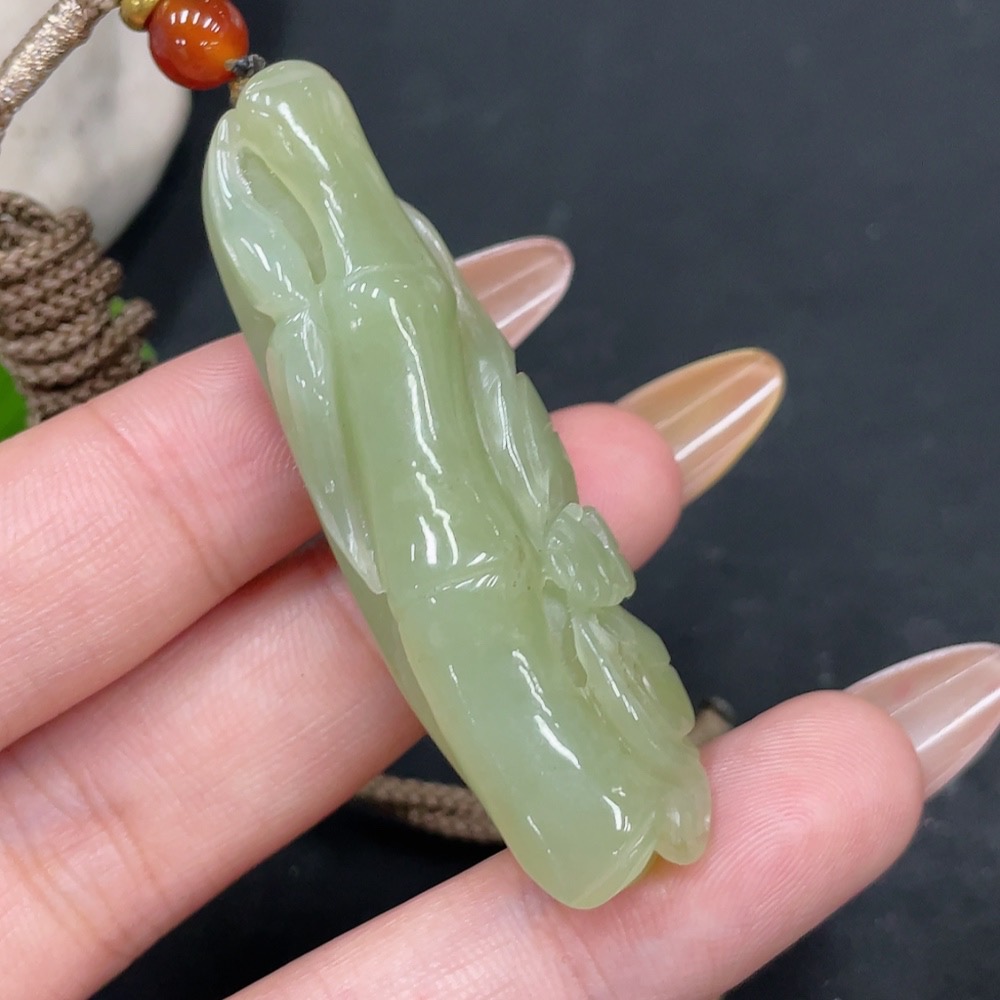 H31663938 Hetian Jade Pendant Bamboo Node