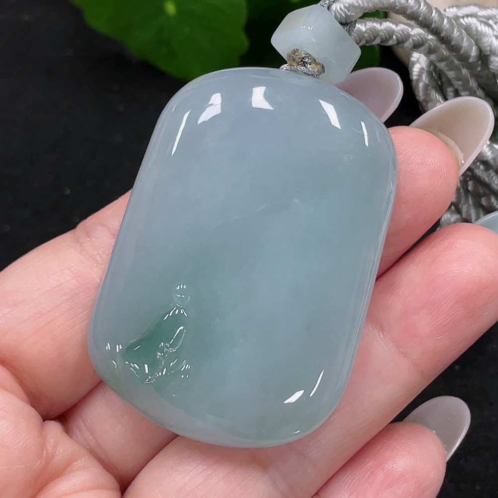 F33898317 Jadeite Enlightenment Pendant Total Weight Approx. 46.7g (Including Rope Weight)