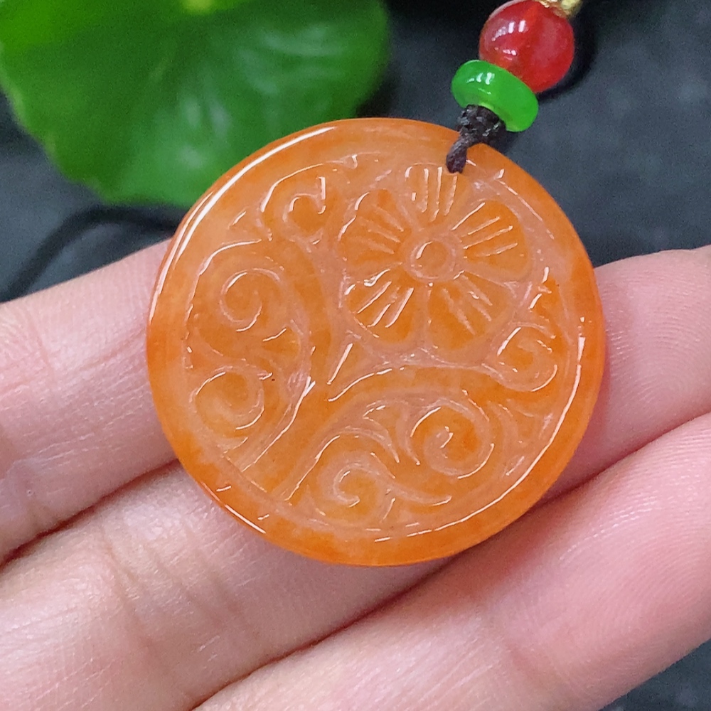 F34075974 Jadeite Antique Plaque Pendant with Non-Grade A Beads, Total Weight Approx. 7.76g