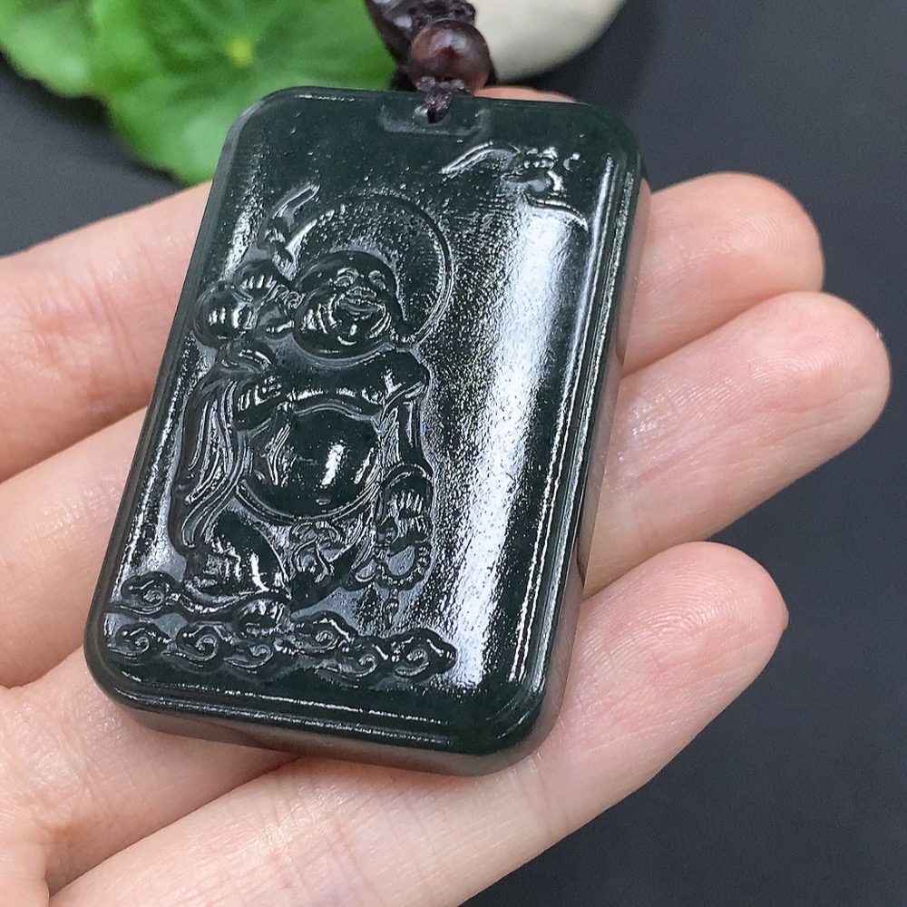 H16798536 Hetian Jade Buddha Pendant, total weight approximately 42.96g (including cord weight)