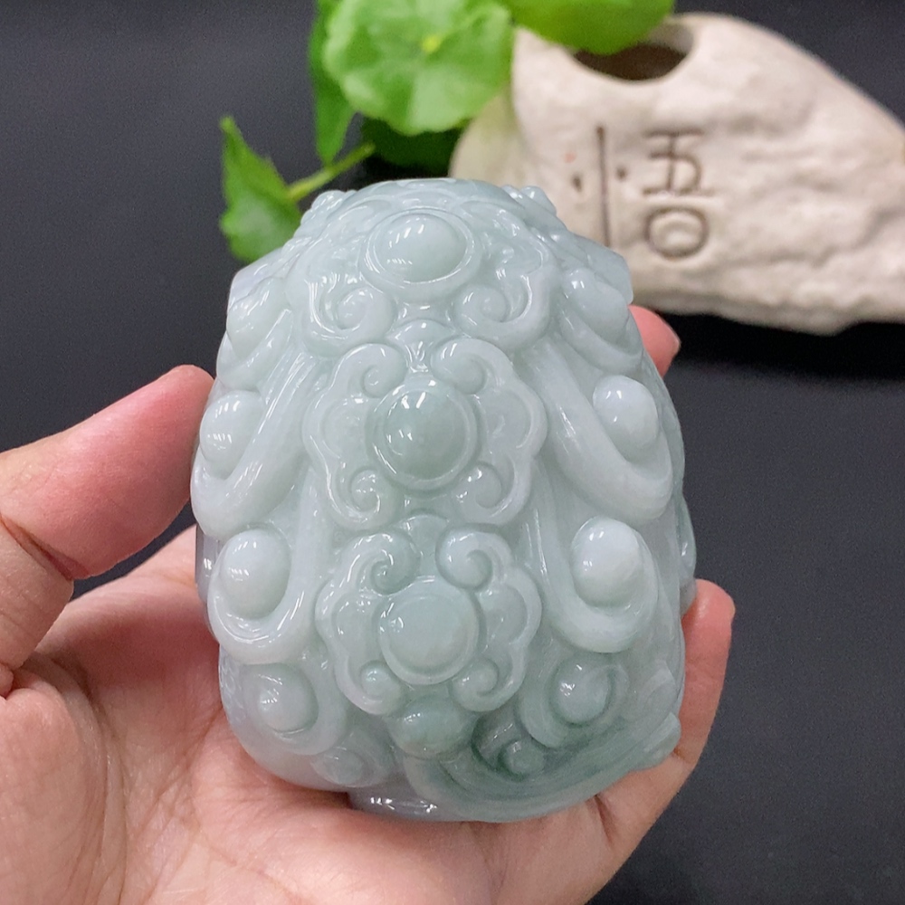 F35146029 Jadeite Stone Lion Ornament Total Weight Approx. 405.6g