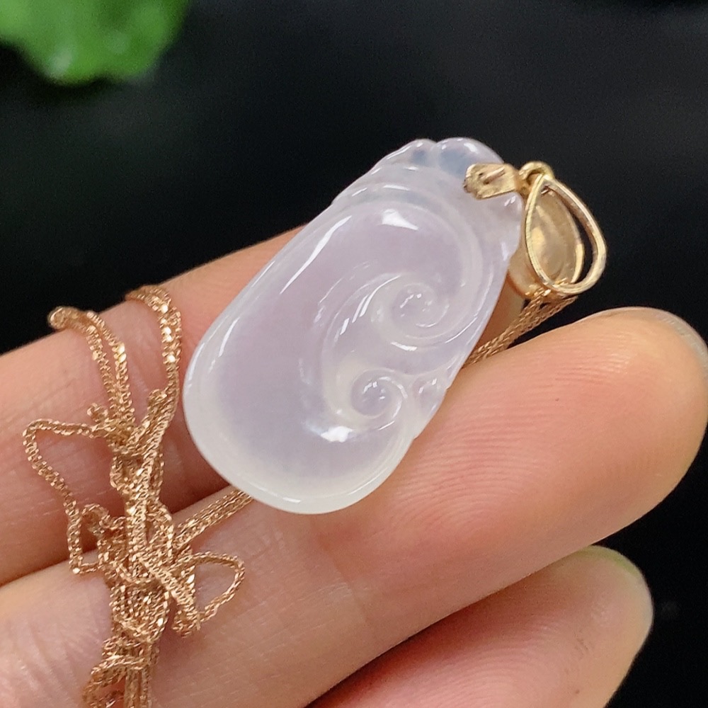F24791850 Jadeite Ruyi Pendant, 18k Chain, Total Weight Approx. 4.18g