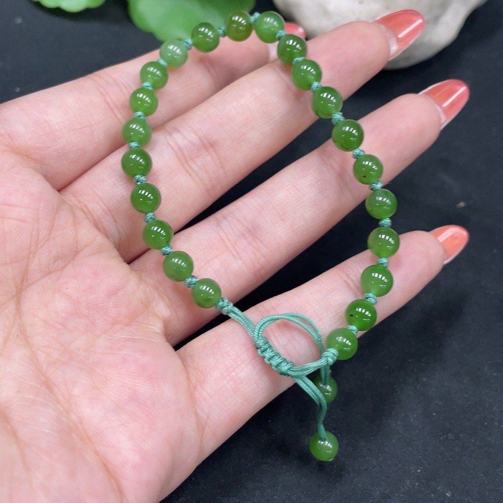 H35084192 Hetian Jade Jasper Bracelet Approx. 5.4mm Total Weight Approx. 7g