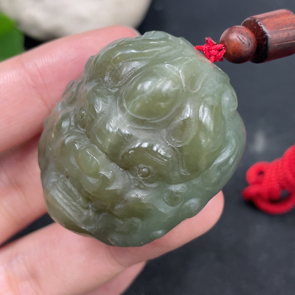 H31635326 Hetian Jade Pendant Rui Beast Total Weight (with rope) Approx. 49.6g