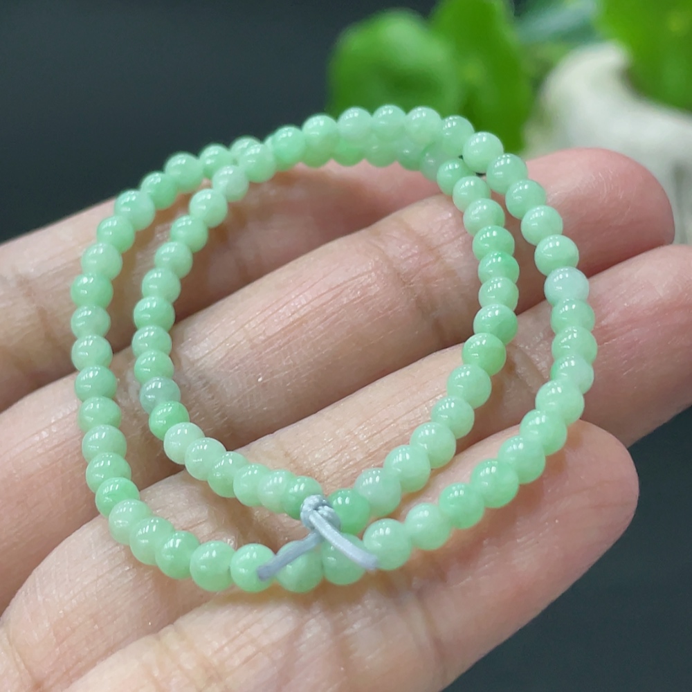 F35108233 Jadeite Bracelet Approx. 3.2mm Beads Total Weight Approx. 4.37g