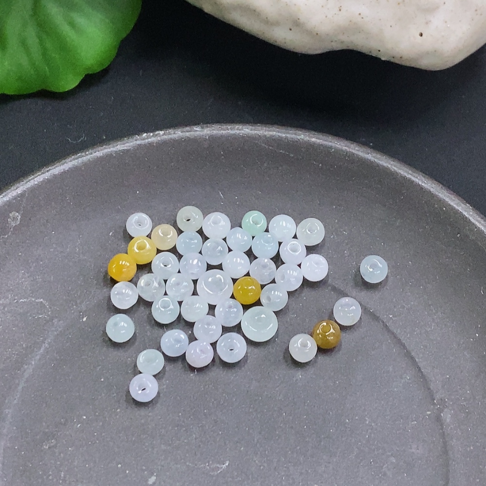 F35107268 Jadeite Beads Sell as a Lot Total Weight with Bag Approx.7.3g