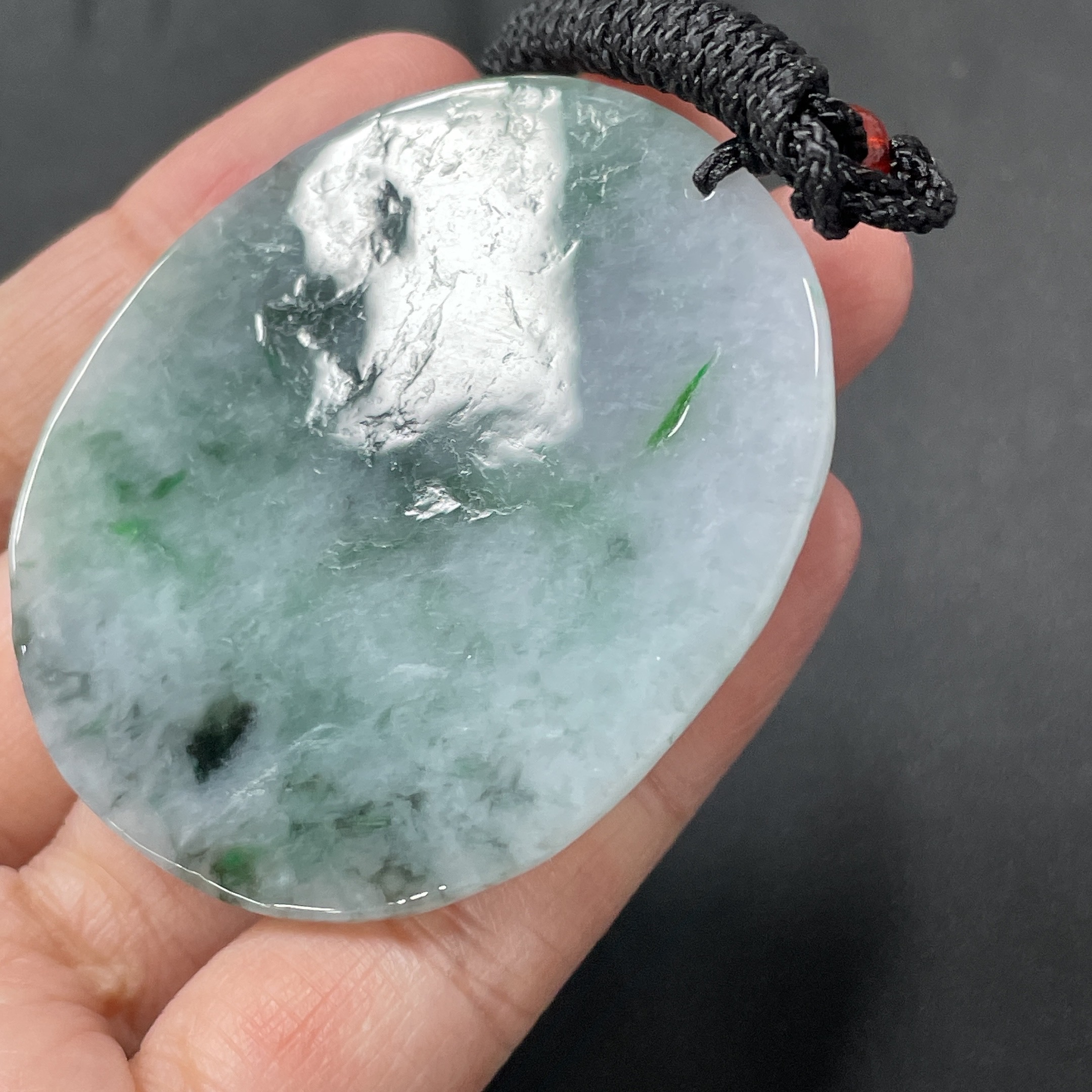 F09163374 Jadeite Leaping Dragon and Tiger Pendant