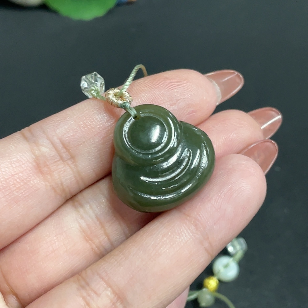 H34054040 Hetian Jade Pendant    Buddha    Total Weight [with rope] 11.6g