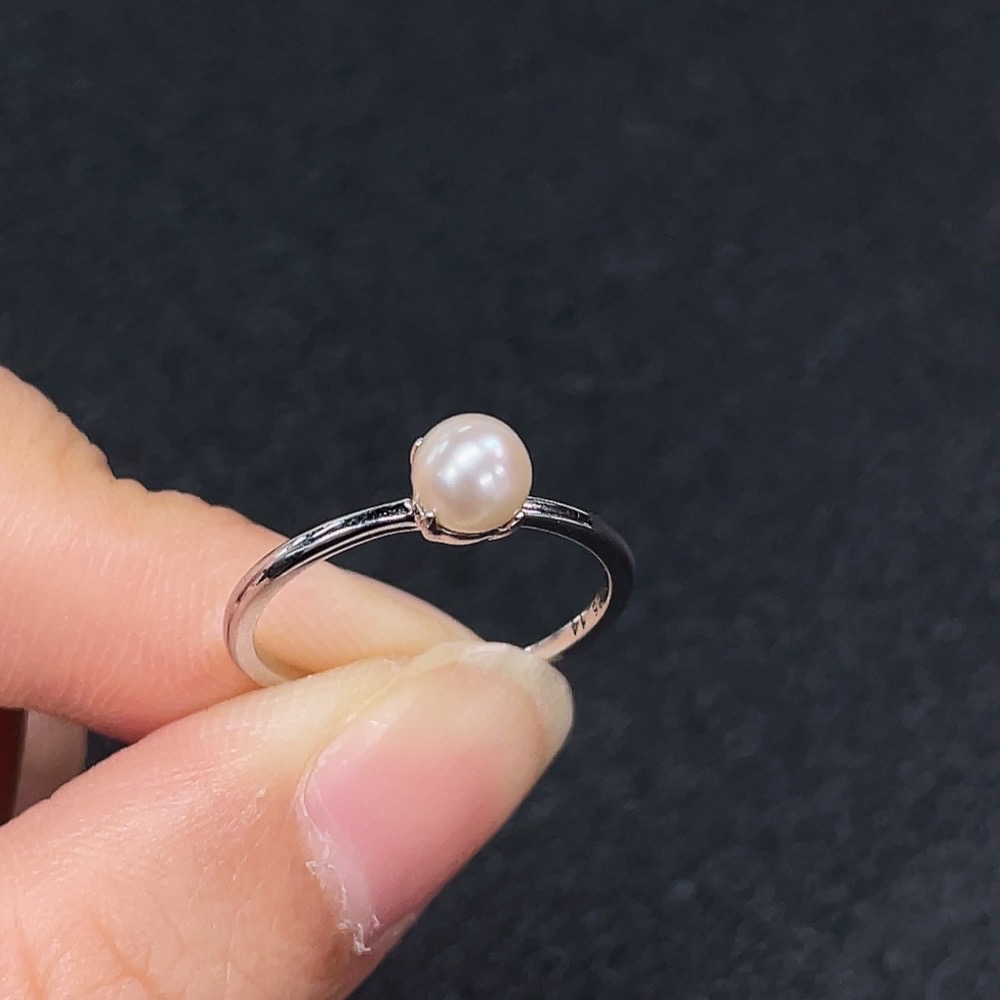 C34990659 Pearl Ring Non-Gold Total Weight Approx.1.25g Size 14 Stone 5mm