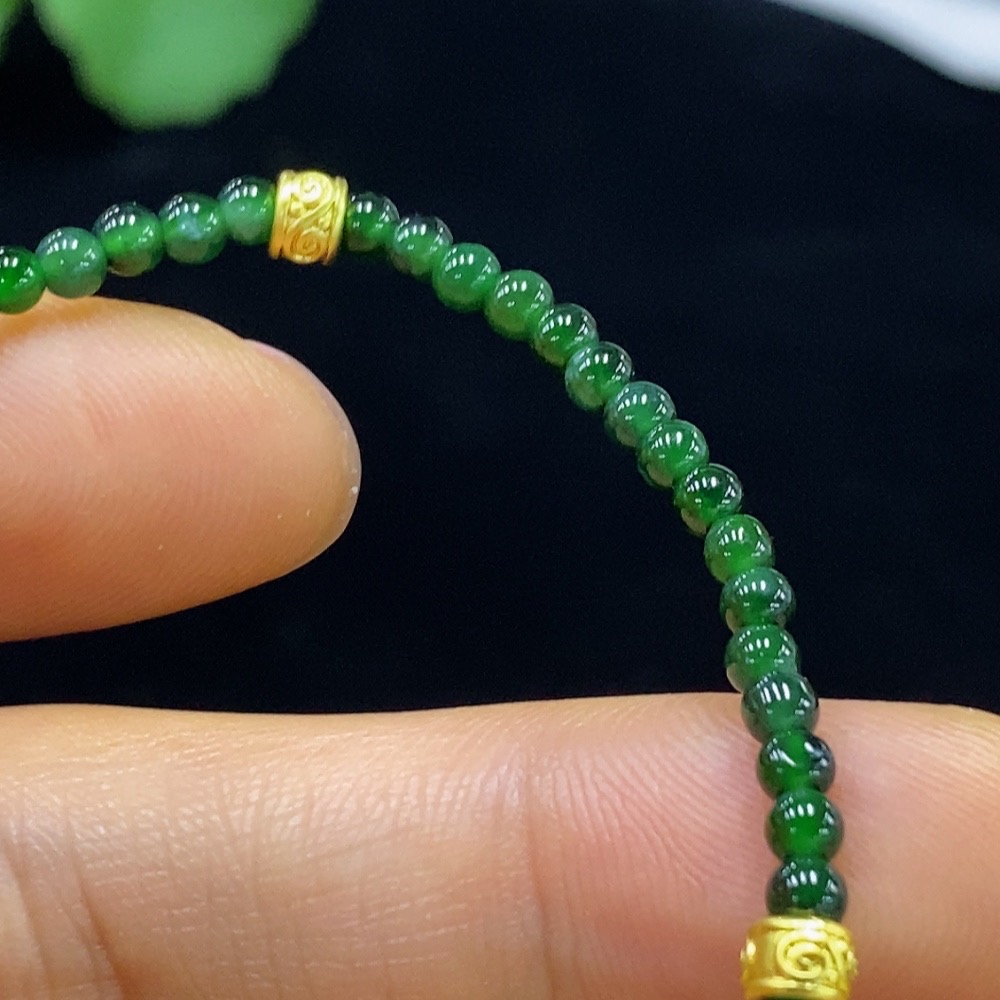 F34044438 Jadeite bead bracelet, approx. 2.8mm, total weight approx. 3.51g, non-gold