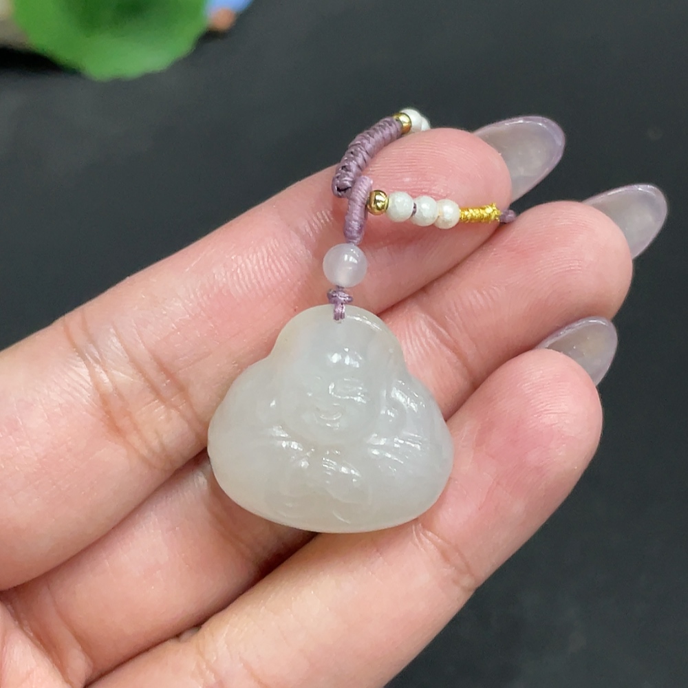 H33881089 Hetian Jade Pendant, Buddha, Total Weight: approx. 11g [with rope]