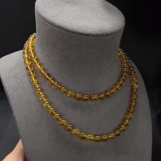 C20251541 Amber Honey Bead Necklace Total Weight Approx. 29.44g Size About 7.8mm