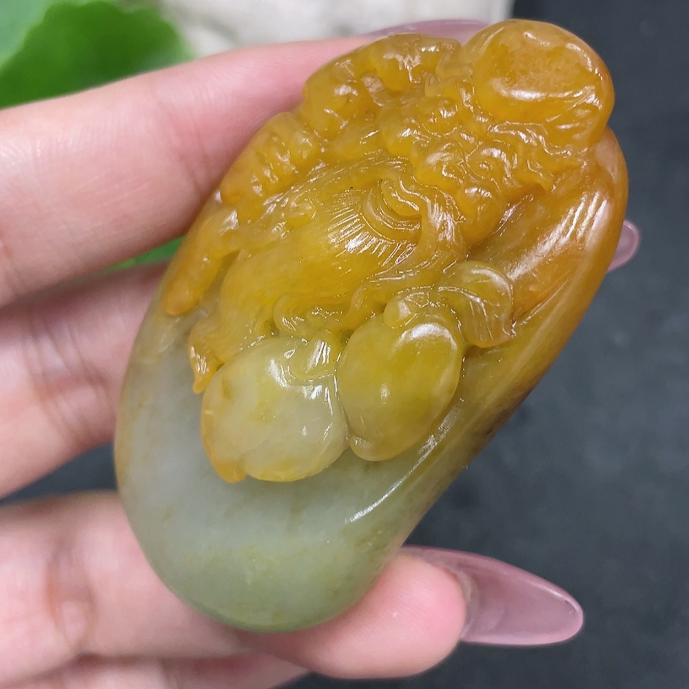 H33841453 Hetian Jade Pendant, Shouxing Gong, Undetermined Skin Color Formation, Total Weight Approx. 58.6g