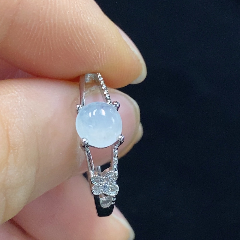 F30479796 Jadeite Inlaid Ring Non-Gold Adjustable Total Weight Approx.1.66g