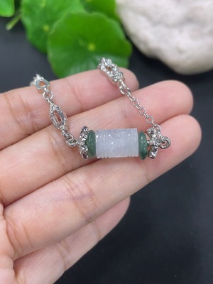 F46566459 翡翠镶嵌珠子吊坠 非金 货品总约重 含链6.54g
