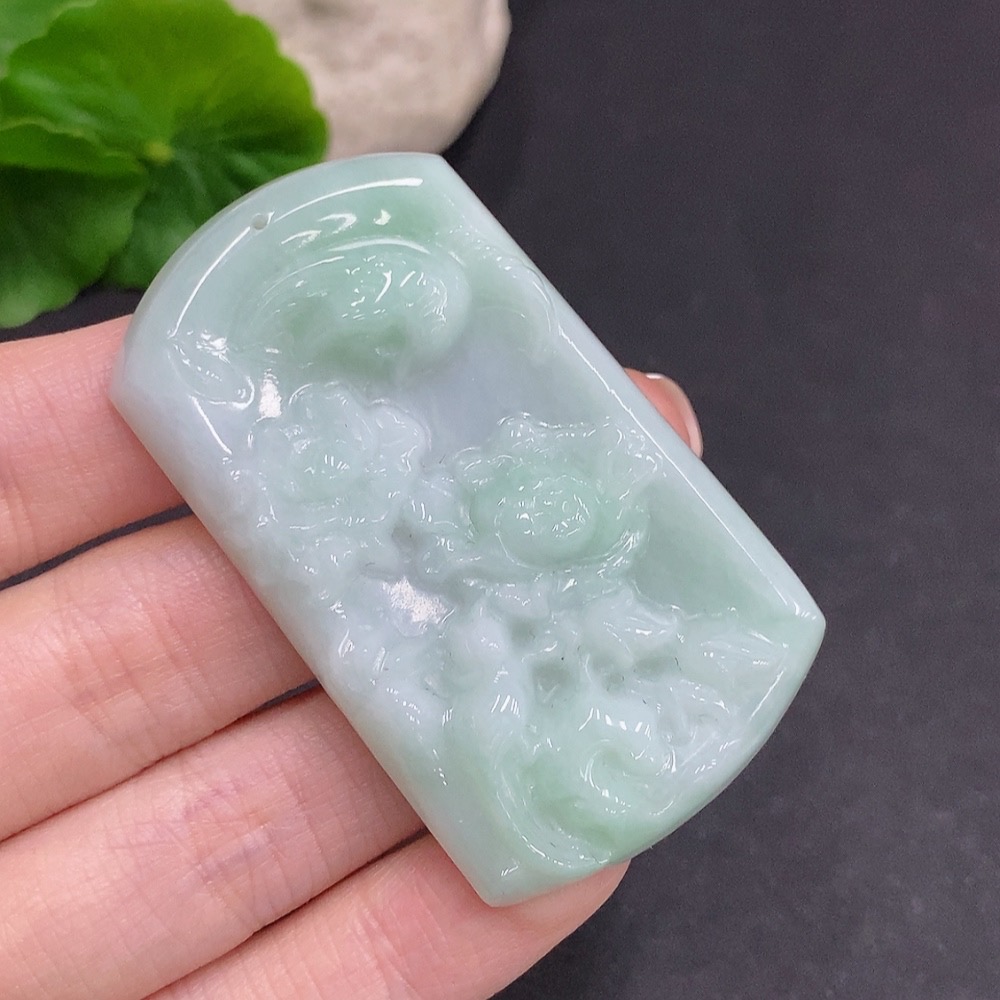 F34060030 Jadeite Floral Prosperity Pendant