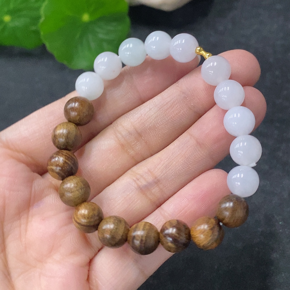 F32792137 Jadeite Bracelet Approximately 8mm Total Weight About 11.45g Non-A Bead 18k